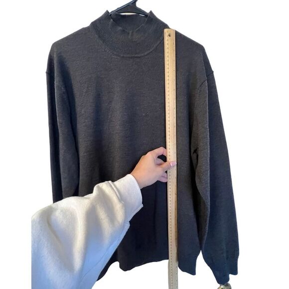 Alfani 100% Merino Wool Knit High Neck Pullover Sweater Long Sleeve Gray Men's L - Picture 5 of 8